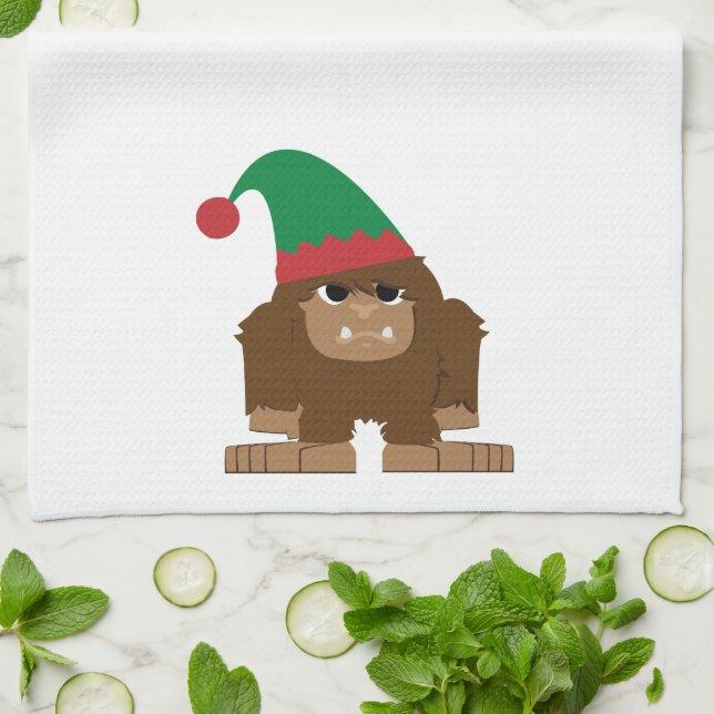 Niedlich Sasquatch Weihnachtself Küchentuch (Gefaltet)