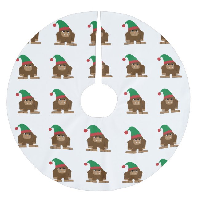 Niedlich Sasquatch Weihnachtself Polyester Weihnachtsbaumdecke (Vorderseite)