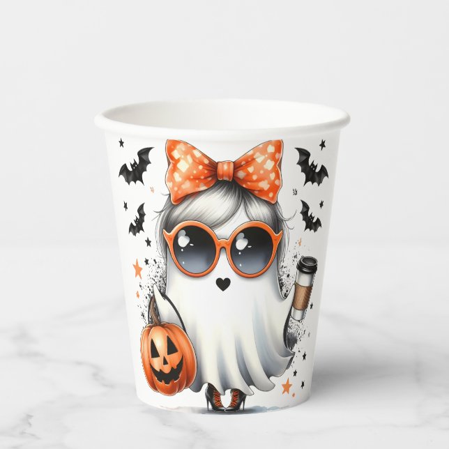 Niedlich Sassy Ghost Halloween Pappbecher (Vorderseite)