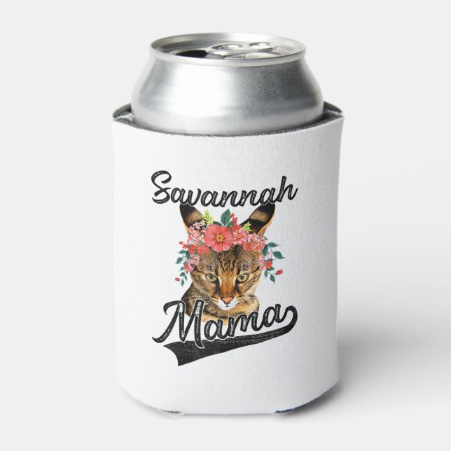 Niedlich Savannah Mama Blume Graphic Kitten Cat Lo Dosenkühler (Kanne Vorderseite)