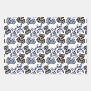 Niedlich Schnauzer Dog Gemusterte Kunst Geschenkpapier Set