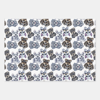 Niedlich Schnauzer Dog Gemusterte Kunst Geschenkpapier Set