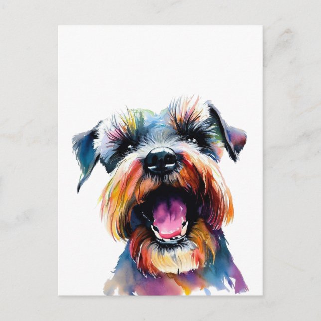 Niedlich Schnauzer - farbenfrohe Hundedesign Postkarte (Vorderseite)