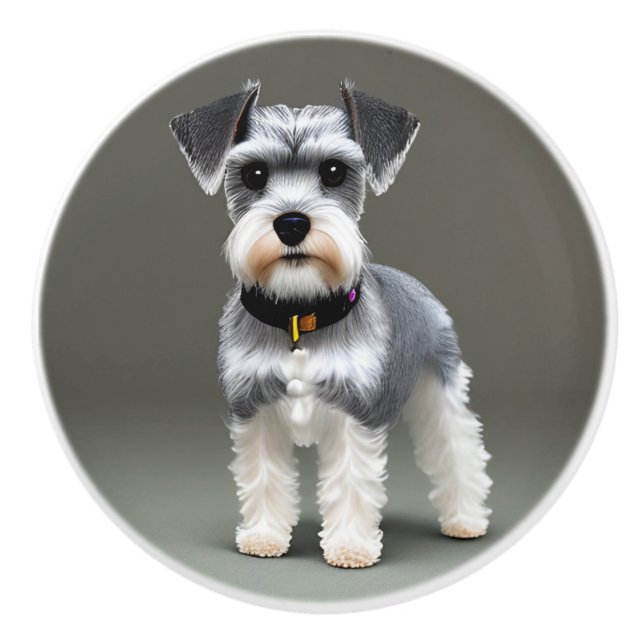 Niedlich Schnauzer Keramikknauf (Vorderseite)