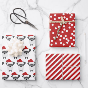 Niedlich Schnauzer & Red Strip Weihnachten Geschenkpapier Set