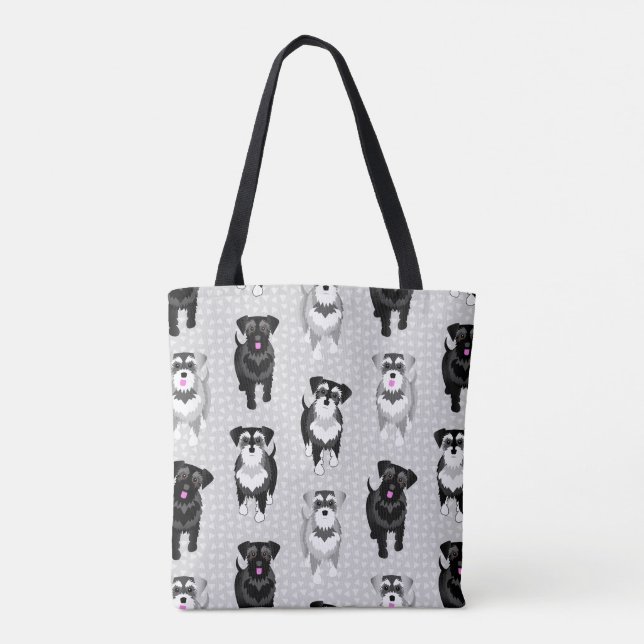 Niedlich Schnauzers Retro Muster Tasche (Rückseite)