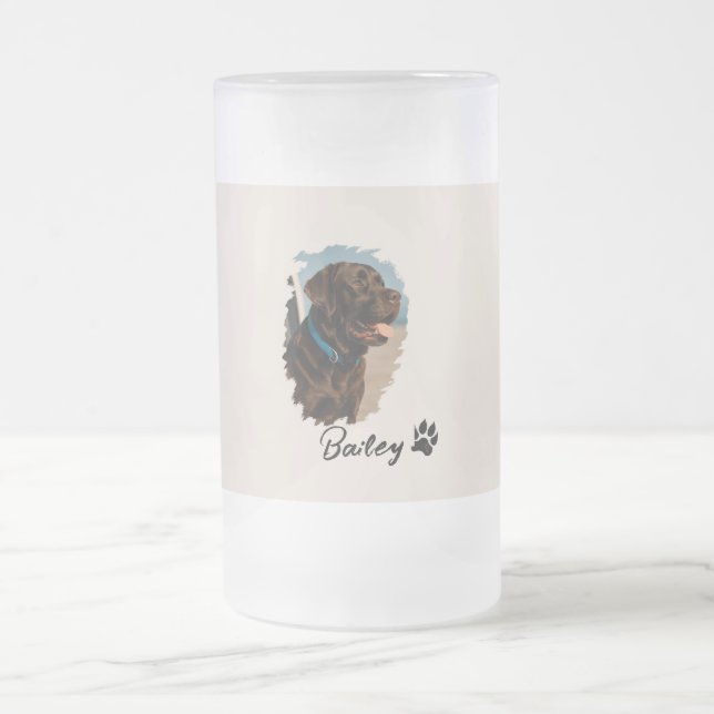 Niedlich Schokolade Labrador Hund - Bailey | Haust Mattglas Bierglas (Mittel)