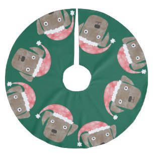 Niedlich Schokolade Labrador Retriever Hund in Wei Polyester Weihnachtsbaumdecke