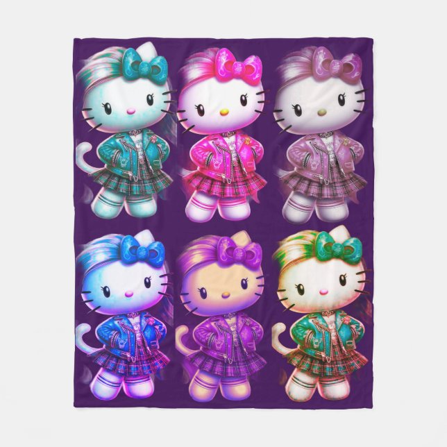 Niedlich School Girl Baby Kitty Fleece Blanket (Vorderseite)