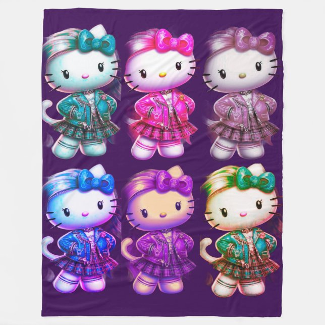 Niedlich School Girl Baby Kitty Magenta Fleece Bla (Vorderseite)