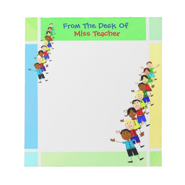 Niedlich School Kids Illustration für Lehrer Notep Notizblock (Vorderseite)