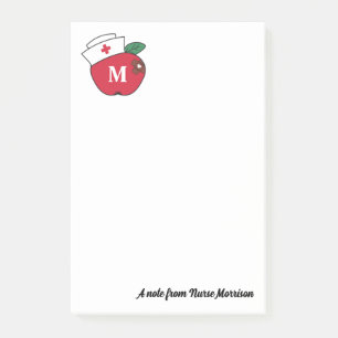 Niedlich School Nurse Apple Monogram A Note from Post-it Klebezettel
