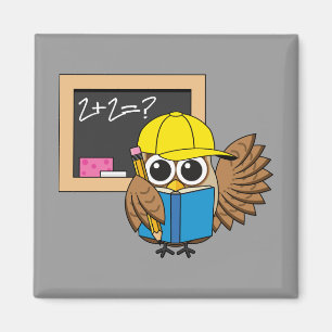 Niedlich School Student Owl Cartoon Magnet