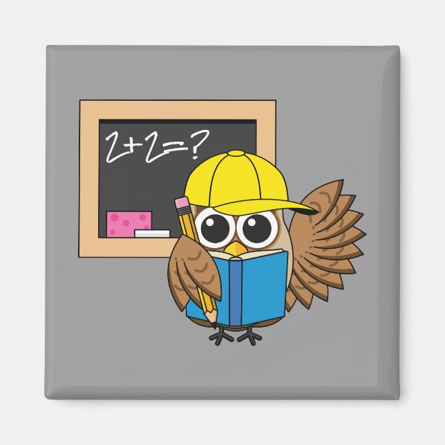 Niedlich School Student Owl Cartoon Magnet (Vorne)