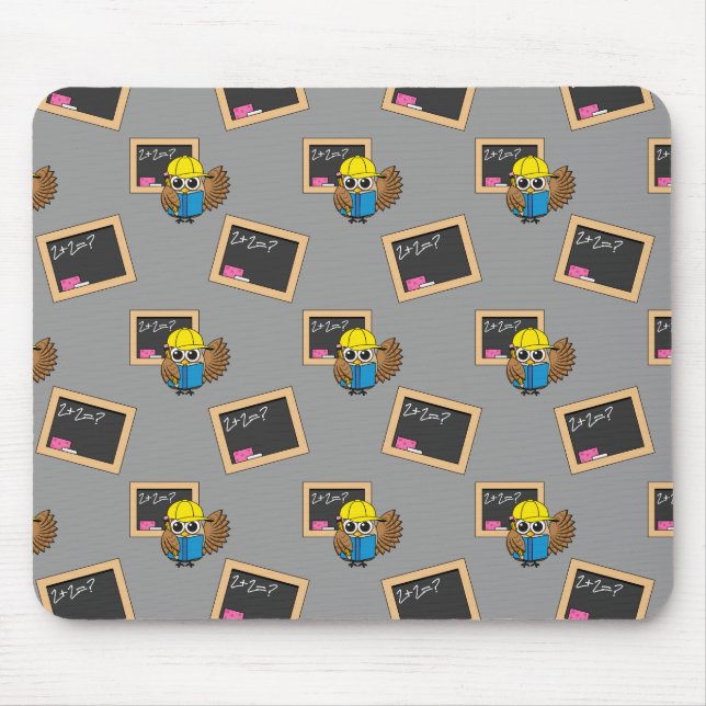 Niedlich School Student Owl Cartoon Mousepad (Vorne)