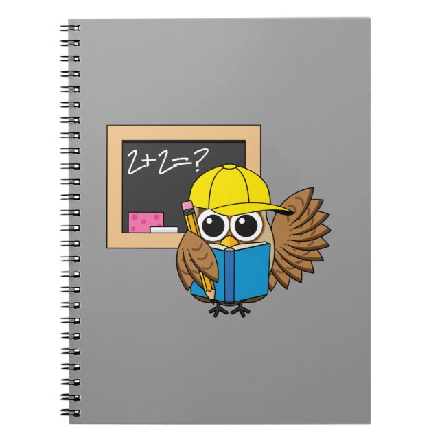 Niedlich School Student Owl Cartoon Notizblock (Vorderseite)