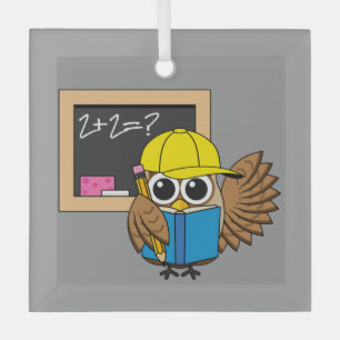 Niedlich School Student Owl Cartoon Ornament Aus Glas