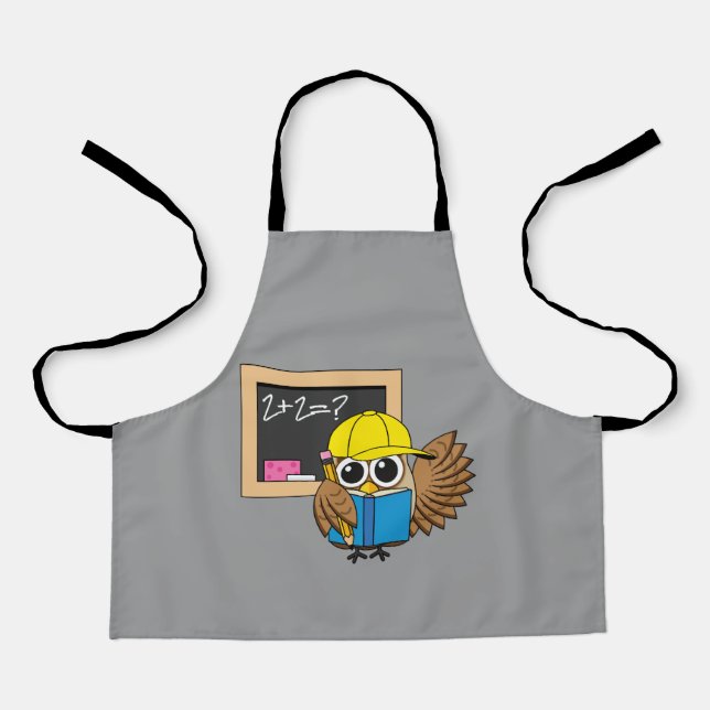 Niedlich School Student Owl Cartoon Schürze (Vorderseite)