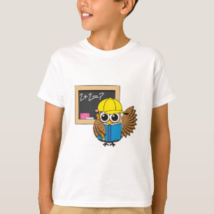Niedlich School Student Owl Cartoon T-Shirt