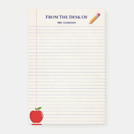 Niedlich School Teacher Name Apple Pencil Linken Post-it Klebezettel