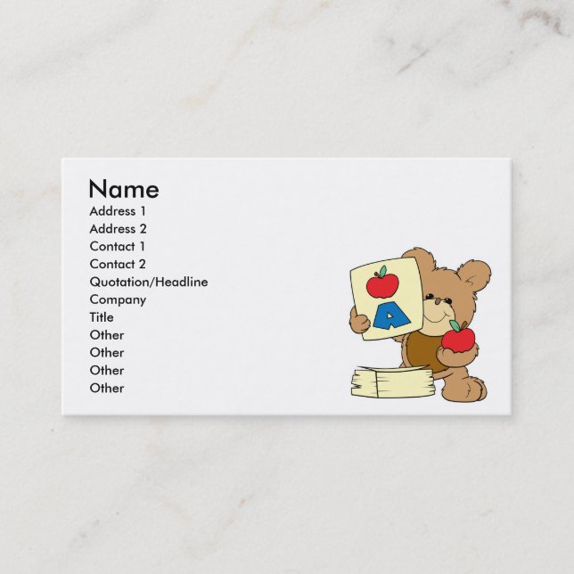 niedlich School Teddy Bär A ist für Apple Visitenkarte (Vorderseite)