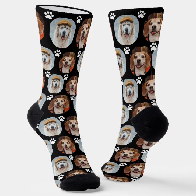 Niedlich Schwarz 2 Pet 2 Foto Paste Drucken Socken (Gewinkelt)
