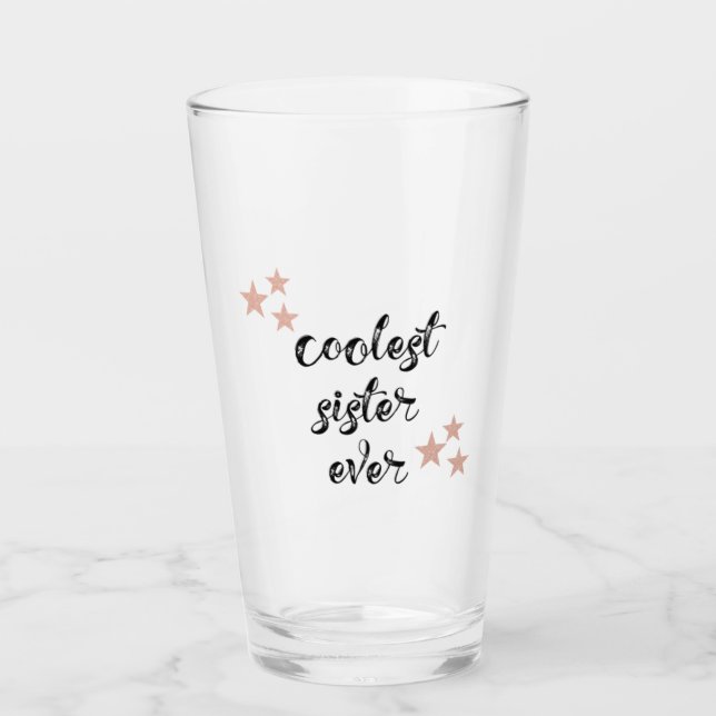 Niedlich Schwarz und Rosa Coolste Schwester aller  Glas (Vorderseite)