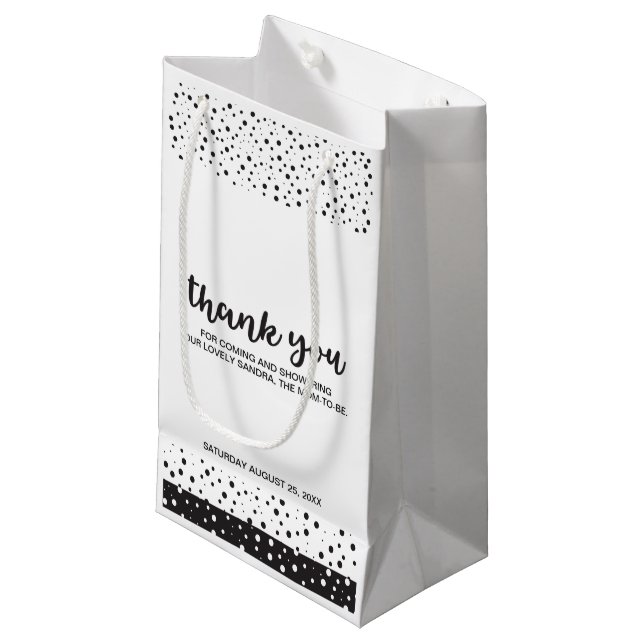 Niedlich, schwarz und weiß, Danke, Baby Dusche Kleine Geschenktüte (Vorderseite Schrägansicht)