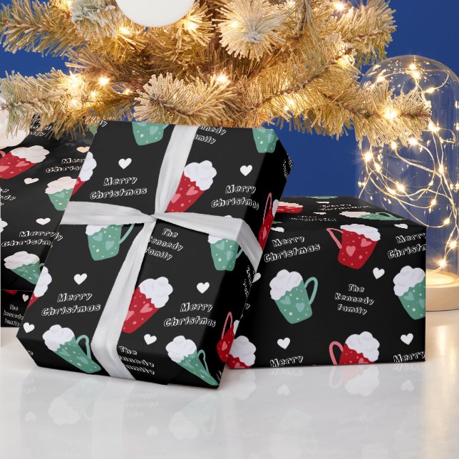 Niedlich Schwarz und Weiß frohe Weihnachtskakao Geschenkpapier (Feiertage)