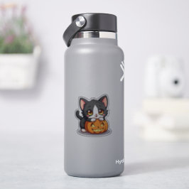 Niedlich Schwarz und Weiß Kitten - Spooky Sticker