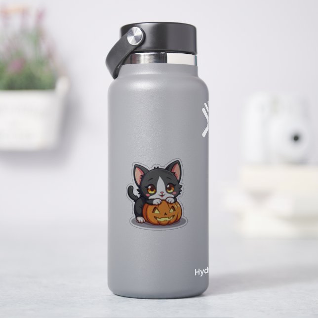 Niedlich Schwarz und Weiß Kitten - Spooky Sticker (HydroFlask)