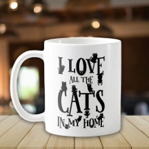 Niedlich Schwarz/Weiß I Liebe alle Katzen in meine