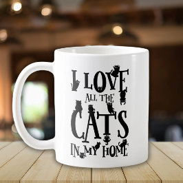 Niedlich Schwarz/Weiß I Liebe alle Katzen in meine Kaffeetasse