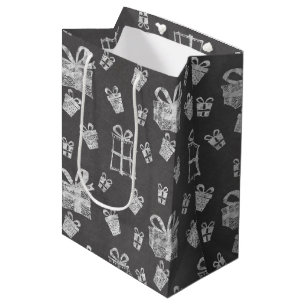 Niedlich Schwarz & Weiß Weihnachtsgeschenk Chalkbo Mittlere Geschenktüte