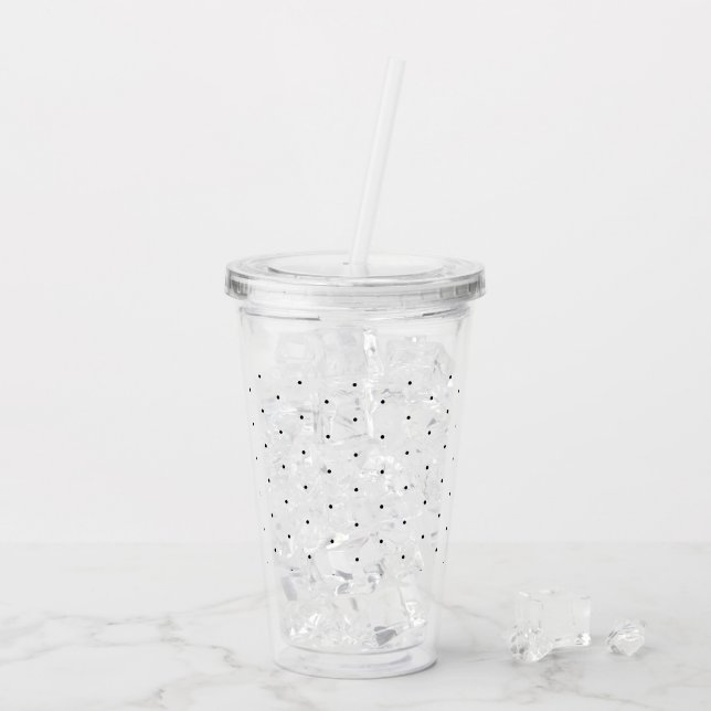 Niedlich Schwarz winzige Polka-Punkte Muster elega Acryltrinkbecher (Rückseite Ice)