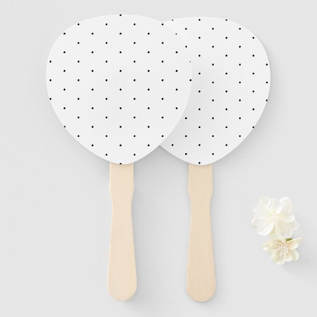 Niedlich Schwarz winzige Polka-Punkte-Muster elega Fächer (Vorne und Hinten)