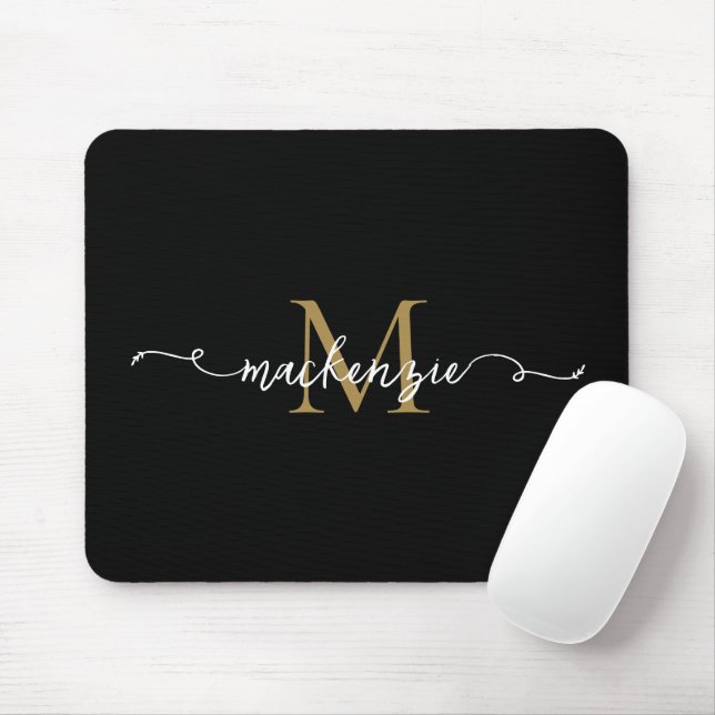Niedlich-Schwarze-Script-Typografie Mousepad (Mit Mouse)