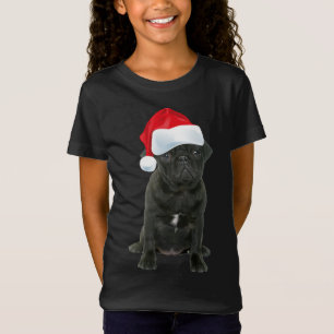Niedlich Schwarzer Mops Weihnachtsmannmütze Funny T-Shirt