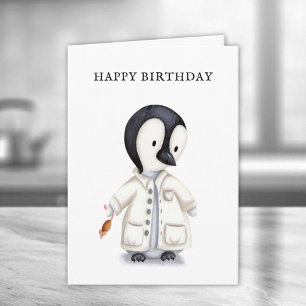 Niedlich Scientist Pinguin Mouse Birthday Karte