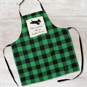 Niedlich Scottie Dog Buffalo Kariert Green Schürze
