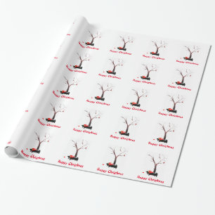 Niedlich Scottie Hunde Robins Weihnachten Geschenkpapier