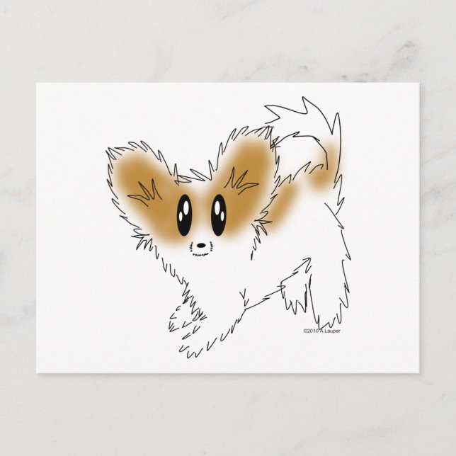 Niedlich Scruffy Papillon Puppy Dog Postkarte (Vorderseite)