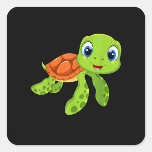 Niedlich Sea Baby Turtle-Geschenk Quadratischer Aufkleber