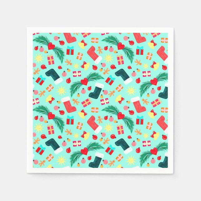 Niedlich Sea Green Christmas Déctern Serviette (Vorderseite)