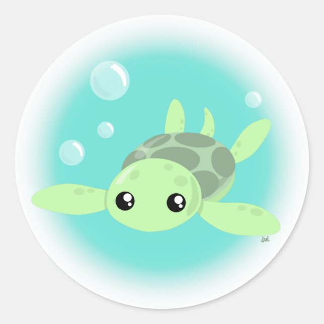 Niedlich-Sea-Schildkröte-Aufkleber Runder Aufkleber (Vorderseite)