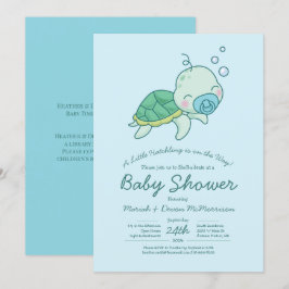 Niedlich Sea Turtle Baby Shower Kawaii Blue Boy Einladung