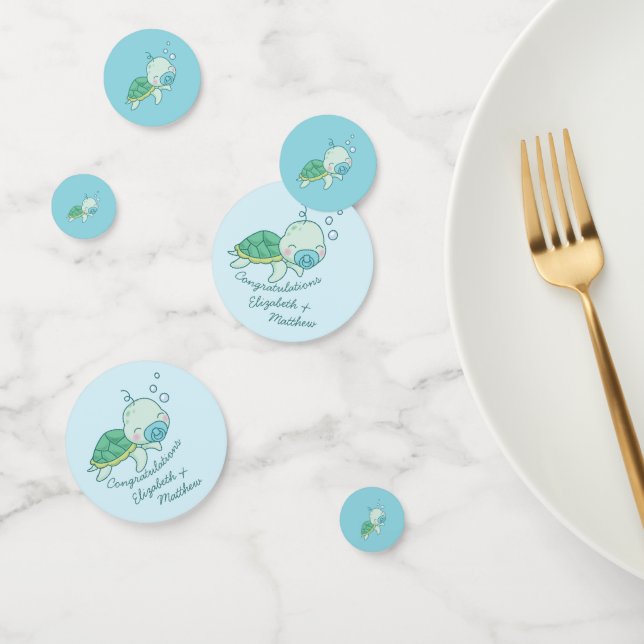 Niedlich Sea Turtle Baby Shower Kawaii Blue Boy Konfetti (Gruppe)