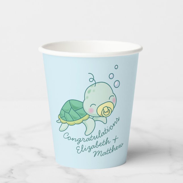 Niedlich Sea Turtle Baby Shower Kawaii Pappbecher (Vorderseite)