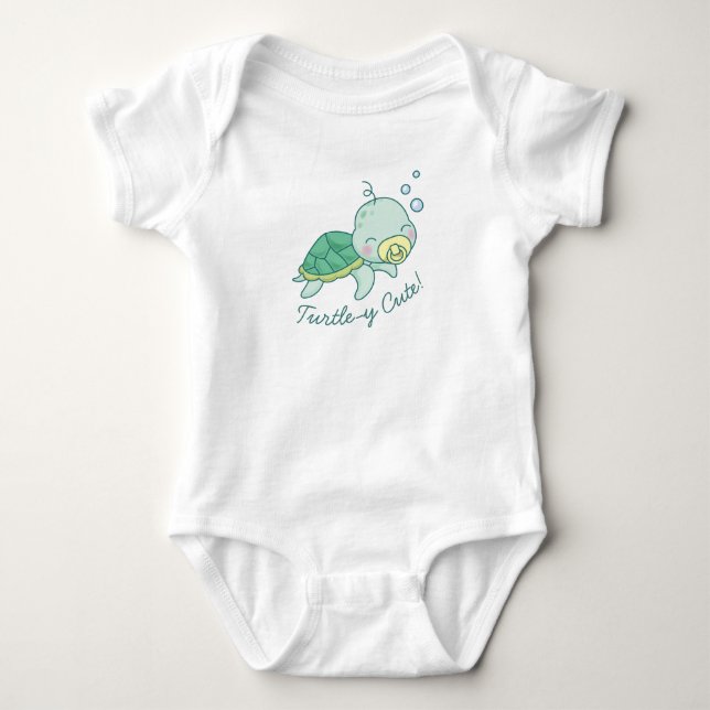 Niedlich Sea Turtle Baby Shower Kawaii White Baby Strampler (Vorderseite)