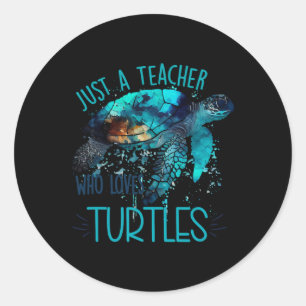 Niedlich Sea Turtle Teacher Ocean Wildlife Earth D Runder Aufkleber